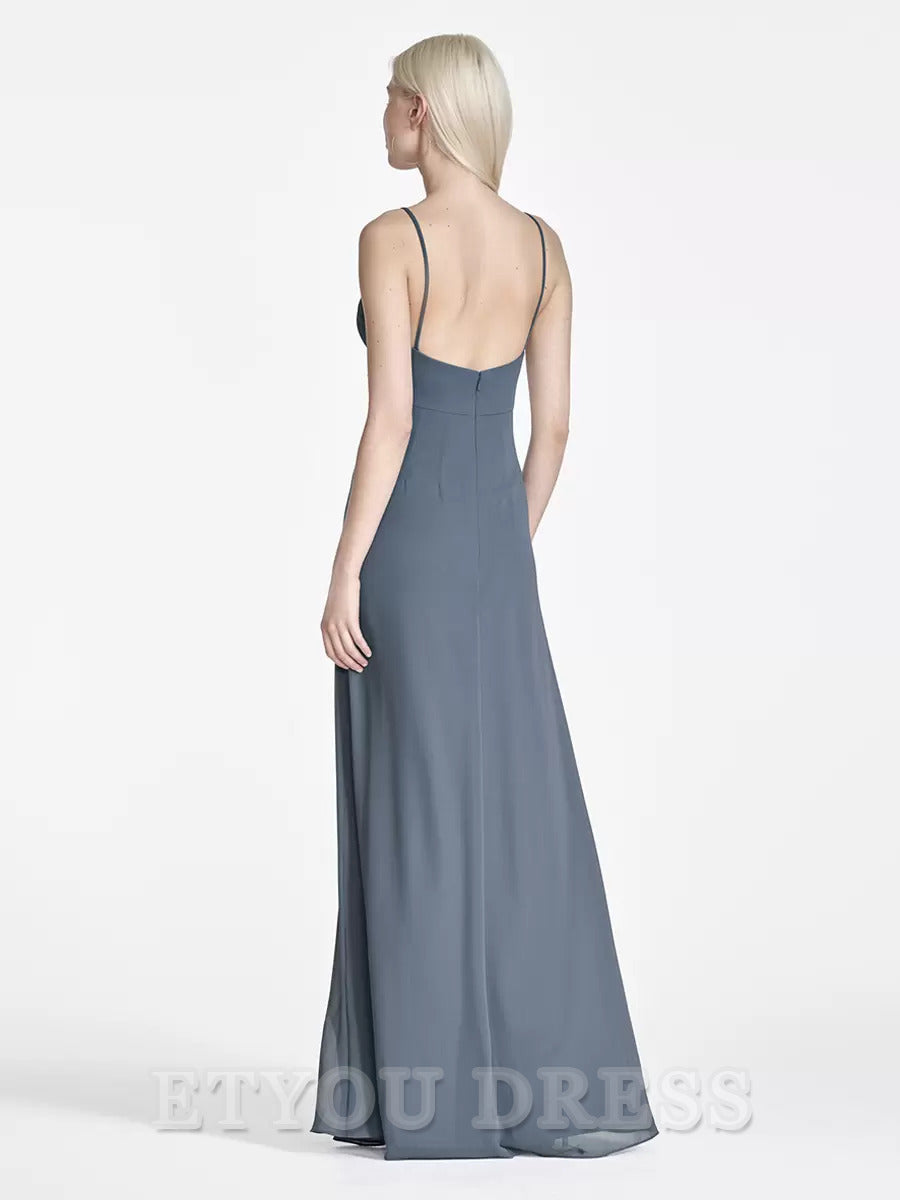 A-Line V-Neck Chiffon Sleeveless formal dresses Bridesmaid Dresses evening gown Prom Dress
